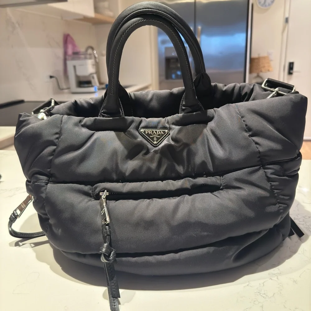 Prada Tessuto Bomber Bomber Tote Bag 2-Way Shoulder Nylon Leather Black - Picture 6 of 6